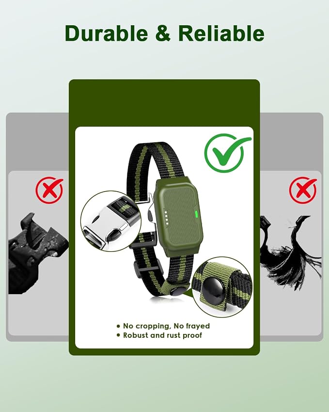 Shock Collar for Dogs, Dog Training Collar with Remote Control | IP67 Waterproof Receiver, Beep, Vibration, Safe Static Modes, Rechargeable，Adjustable Fit for 15–110 lb Dogs