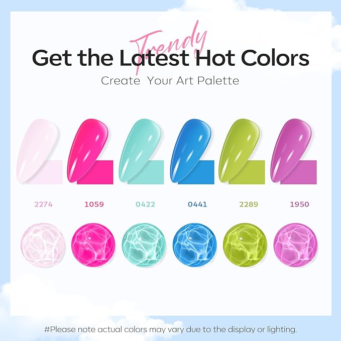 Modelones Gel Nail Polish Set, 6 Colors 2026 Easter Spring Pastel Mint Purple Light Pink Gel Polish Rainbow Bright Neon Green Blue Hot Pink Nail Polish Soak Off LED Manicure Salon DIY Starter kit Gift