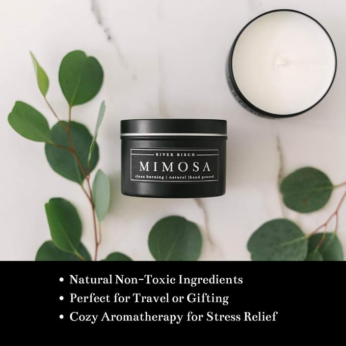 2 Pack Mimosa Scented Candle | Fruity Scented Candles for Men & Women | All-Natural Non-Toxic Soy Candles, Scented Candles | Tin Travel Candle | Relaxing Aromatherapy