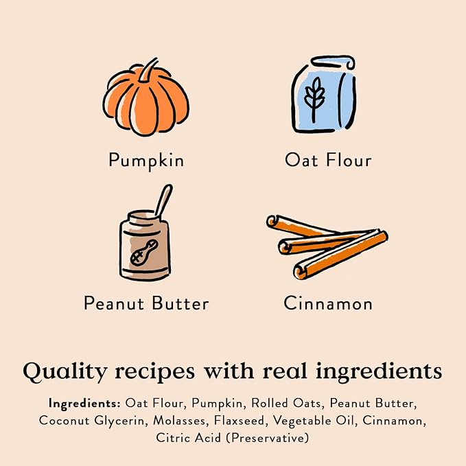 Bocce's Bakery Pumpk'n Spice Flavor Soft & Chewy Dog Treats, 6 oz | Oven Baked, Wheat-Free Everyday Dog Treat Cookies - Made with Real, Limited Ingredients and Baked in The USA