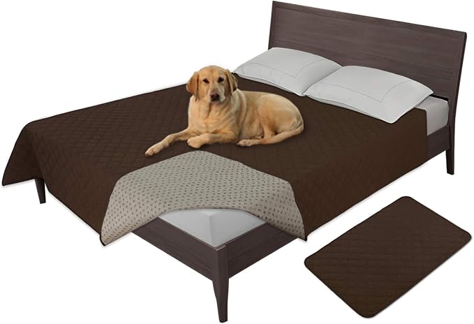 Easy-Going Waterproof Dog Bed Cover, Non-Slip Pet Blanket, 86x82in, Coffee | Leakproof Couch Cover, Machine Washable Furniture Mattress Protector, Soft Sofa Mat For Dogs, Pet Friendly