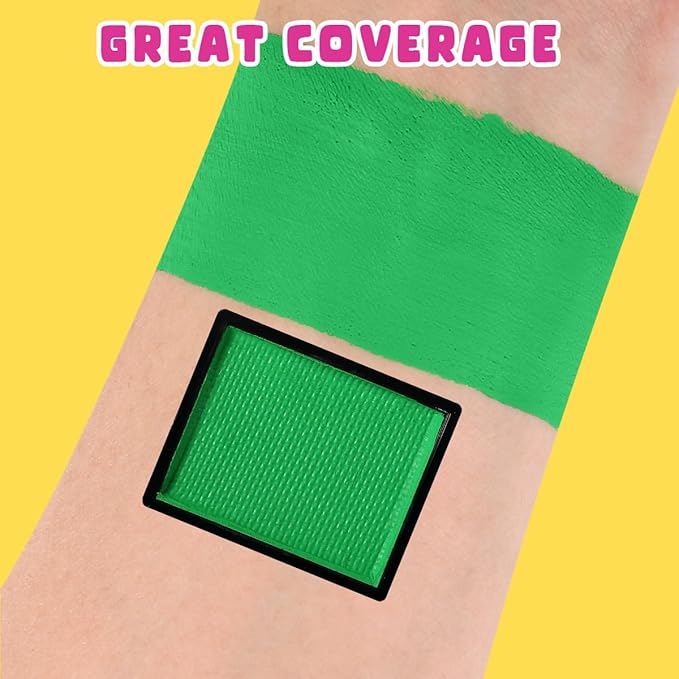 Bowitzki 10g Split Cake Face Paint Professional For Adults One Stroke Split Cake Non Toxic Rainbow Flora Dolphin Unicorn Flame Body Paint Makeup (Green)