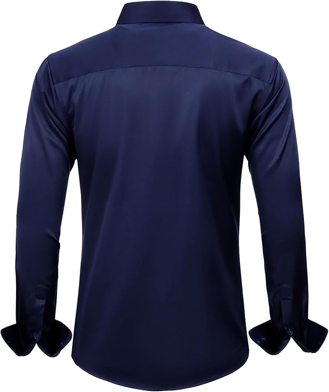 J.VER Men's Dress Shirts Solid Long Sleeve Stretch Wrinkle-Free Formal Shirt Business Casual Button Down Shirts