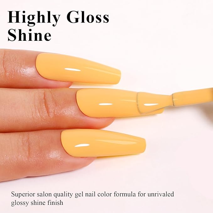 Imtiti Yellow Gel Nail Polish, 0.5 Fl Oz Bright Yellow Gel Polish Soak Off LED UV Nail Gel Polish Spring Summer Gel Nail Polish DIY Nail Art Starter Manicure Salon Gel Nail Kit