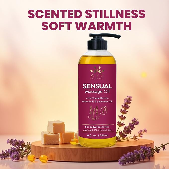 AVD Organics Sensual Massage Oil 236 ml | Intimate Moments & Enhanced Stimulation |Aromatherapy Date Night | Ideal for Full Body & Muscle Massage | for Women & Men| 8 fl .oz