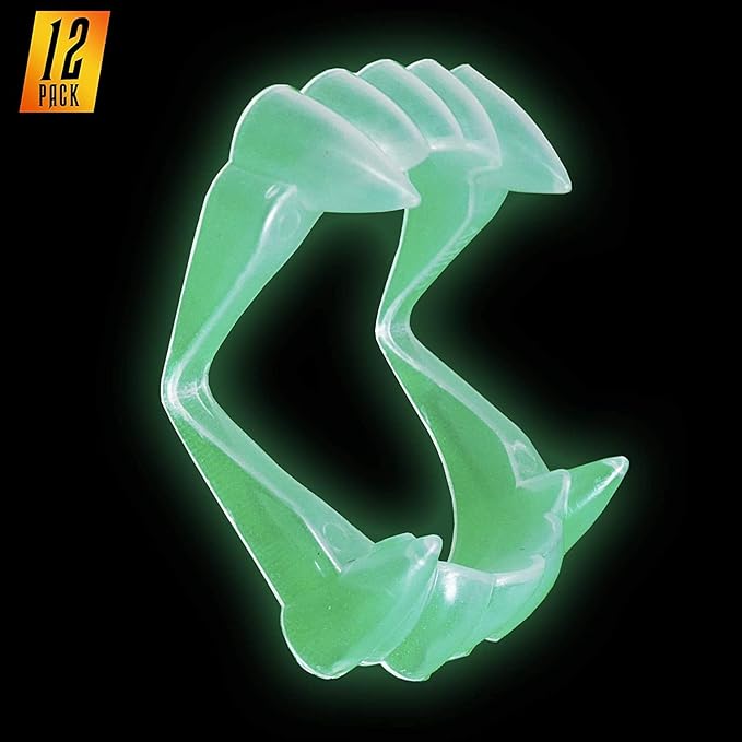 100 Halloween Teeth Glow in The Dark Fangs Teeth, Dress-Up, Pretend Play (100-Pack)