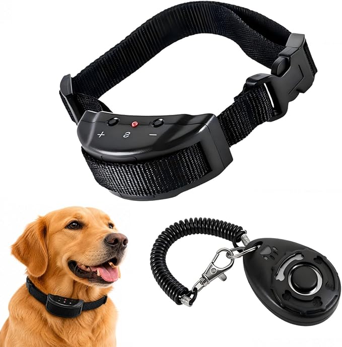 No Bark Collar for Dogs,Training clicker kit, Smart Progressive Anti Barking Collar-7 Level Adjustable Sensitivity, Automatic Dog Bark Collar, Safety Protection, Collar for Small Medium Large Dogs