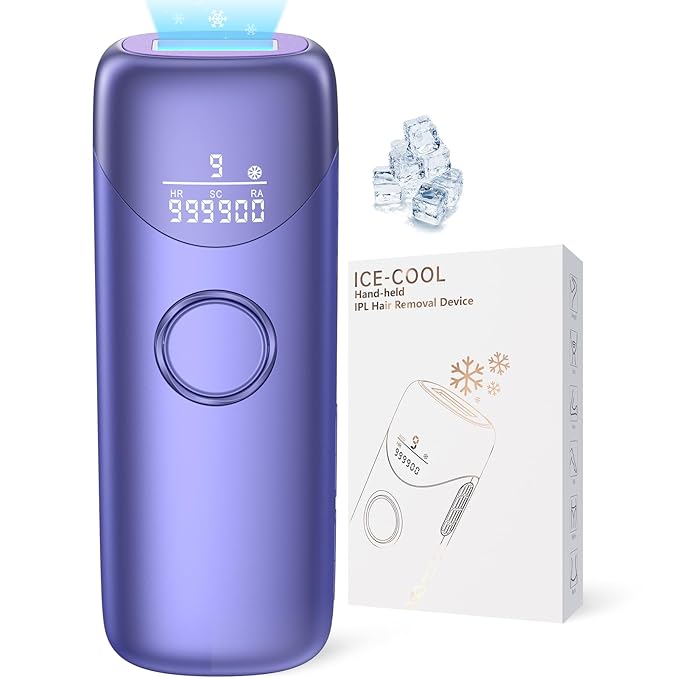 Laser Hair Removal Ubroo IPL Hair Removal Device with 5℃ Ice Cooling,Painless Laser Hair Removal for Women and Men,Full Body Use for Legs,Bikini,Armpits (Purple)