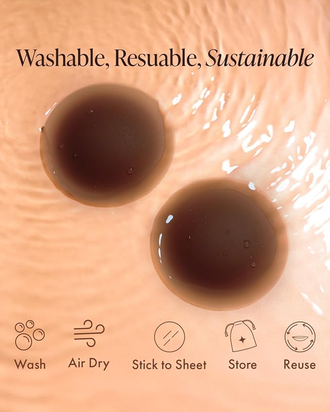 Reusable Silicone Nipple Covers - Waterproof, Nude, 4 Shades - Sticky Breast Stickers for Strapless Dress