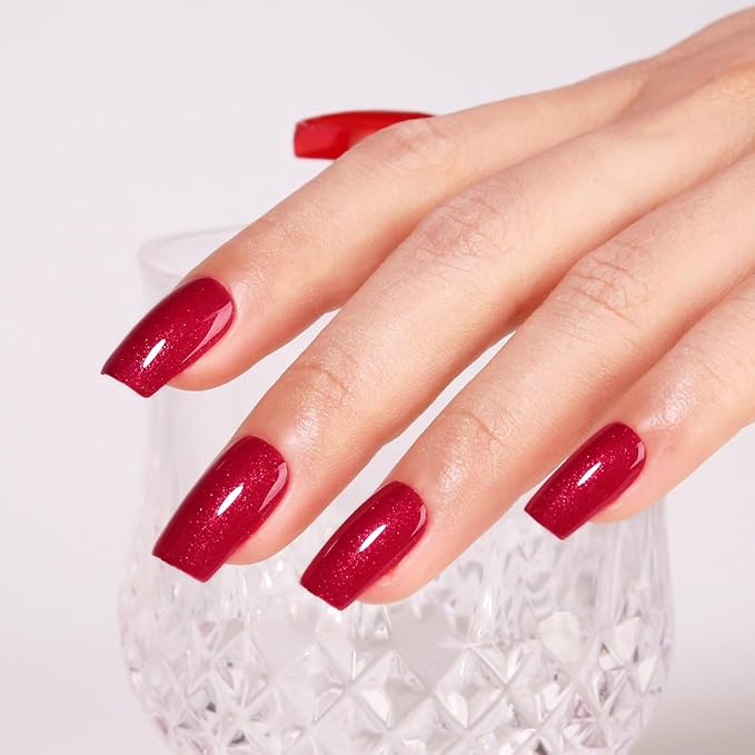 Imtiti Glitter Gel Nail Polish, 0.5 Fl Oz Ruby Red Glitter Gel Polish Soak Off LED UV Diamond Shimmer Sparkle DIY Nail Art Starter Manicure Salon