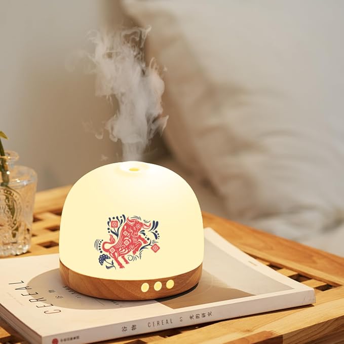 Ceramic Diffuser - 300ML Essential Oil Diffuser,Cute Porcelain Design, Quiet Cool Mist, 4 Timer Modes, Auto Shut-Off, Night Light for Bedroom and Home