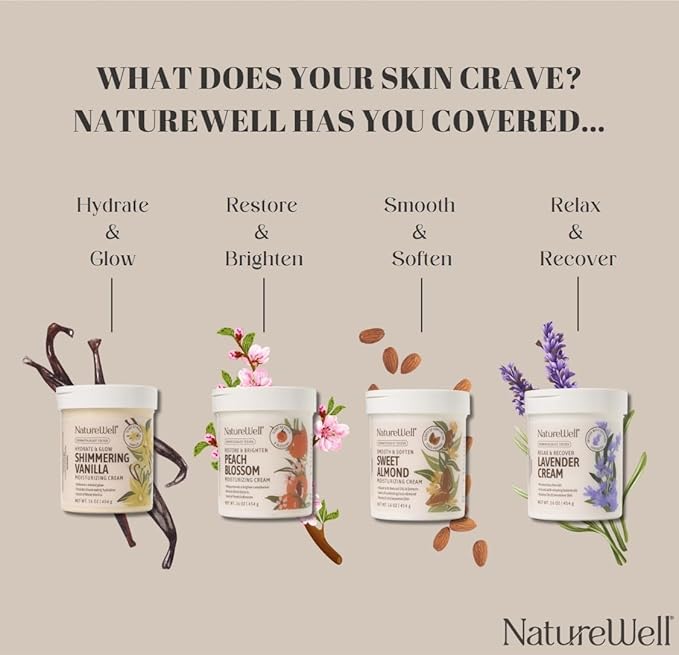 NATURE WELL Peach Blossom Restore & Brighten Moisturizing Cream For Face & Body, Infused With Peach Extract, Niacinamide, & Hyaluronic Acid, Promotes A Brighter Complexion, 16 Oz.
