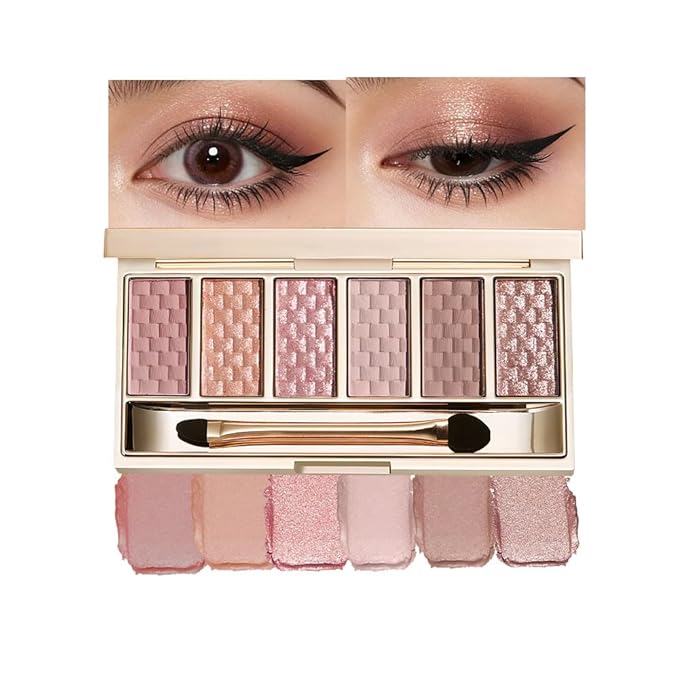 Rose Mauve Neutral Nude Eyeshadow Palette–6 Matte&Shimmer Shades, High Pigment Long-Lasting Blendable Eye Shadow Kit for Natural Everyday Makeup, Soft Glam Looks, Mature&Hooded Eyes, Paleta de Sombras
