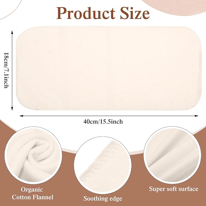 Tingjoo 5 Pcs Organic Cotton Flannel for Castor Oil Pack Wrap Unbleached Reusable Castor Oil Wrap Soothing Heat Compress Soft and Highly Absorbent for Abdomen Liver Joints and Other Areas (White)