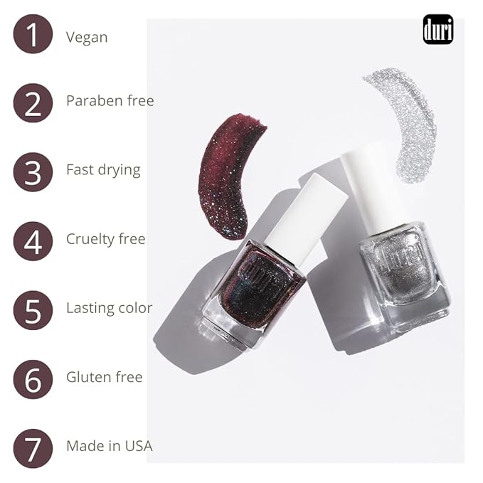 duri Nail Polish, 596 Indulge My Whim, Green Tinsle Sparkle Lacquer, Glitter Flake Topper, Glossy and Chip Resistant Finish | 0.45 Fl Oz