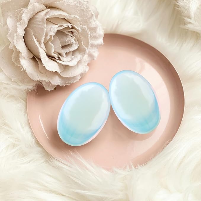 DUQGUHO Opal Stone Opalite Palm Stone 2.4'' Synthetic Healing Crystal Gemstone Worry Stone Energy Balancing Polished Stones Blessing Gifts Boho Pocket Stone 1PCS