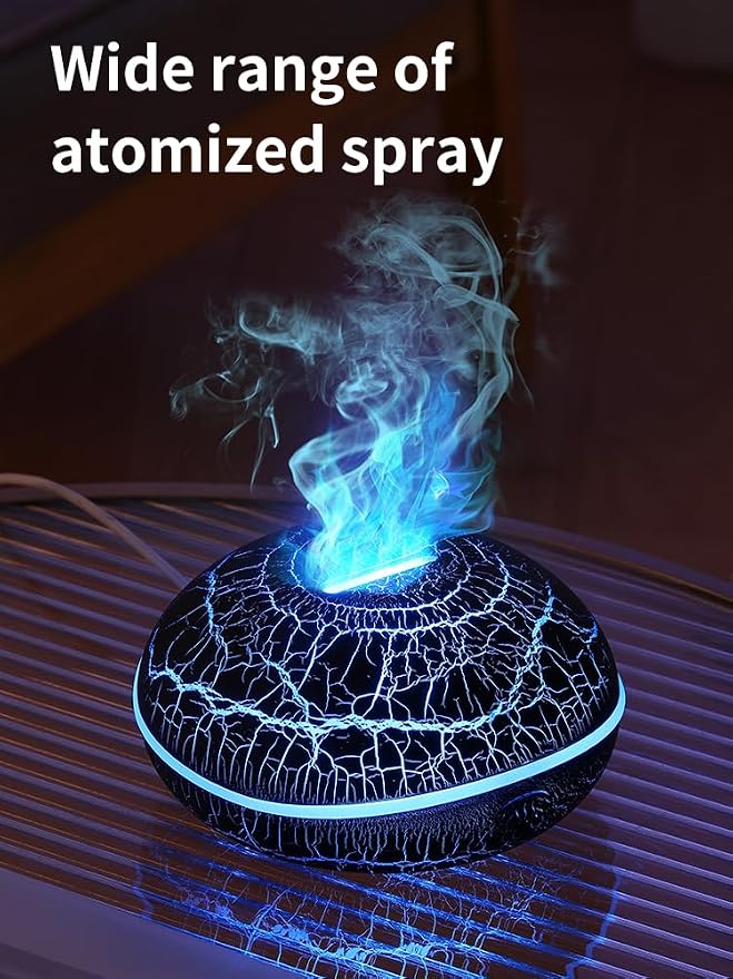 Essential Oil Diffusers Ultrasonic UFO Aromatherapy Diffuser, Ultrasonic Diffuser, Cool Mist Humidifier, 7 Colors LED Lights Changing for Home, Office, Spa 200ml (Crack)