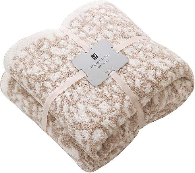 MH MYLUNE HOME Ultra Soft Leopard Throw Blanket Plush, Khaki, 50"x60" | Reversible Cheetah Print Blanket, Comfy Fluffy Fuzzy Plush Blanket Throws for Couch Bed, Cozy Blankets for Women Gift