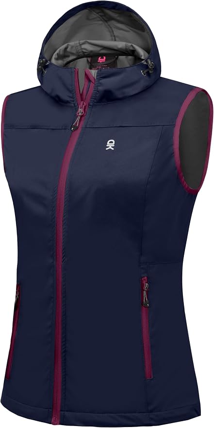 Little Donkey Andy Women's Lightweight Softshell Vest, Windproof Sleeveless Jacket for Running Hiking Travel