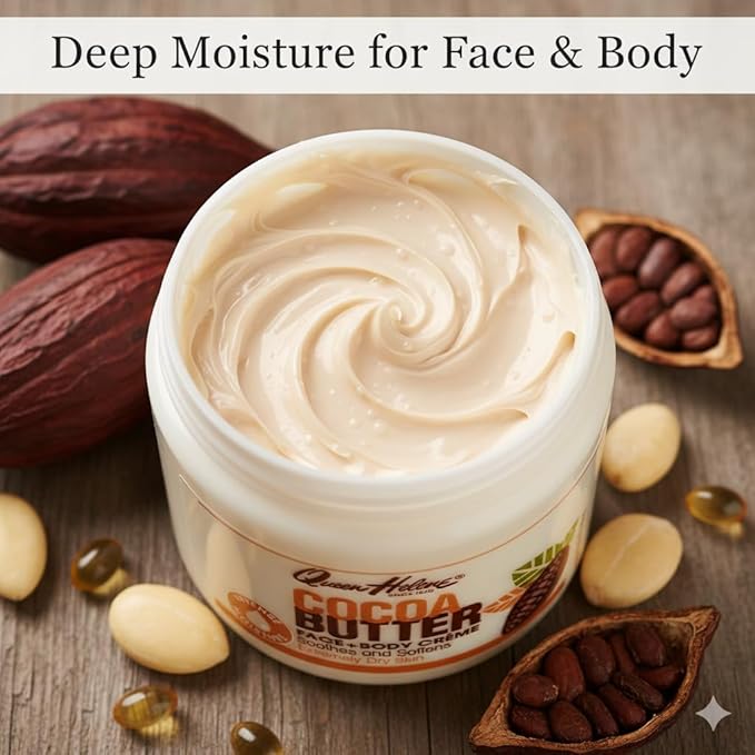 Queen Helene Cocoa Butter Creme – Extra Rich Moisturizing Cream that Softens, Nourishes & Restores Dry Skin Comfort | 15 oz | Pack of 4