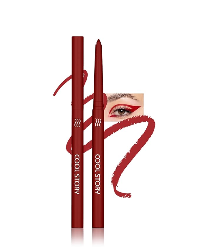 Red Gel Eyeliner Pencil, Retractable Cream Matte Eye Liner Pencils, Waterline Eye Makeup Liners, Waterproof & Smudge Proof Eyeliner Facial Makeup Gift for Mature Women, Girls, Christmas – M03 Red