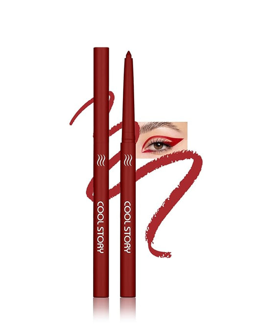 Red Gel Eyeliner Pencil, Retractable Cream Matte Eye Liner Pencils, Waterline Eye Makeup Liners, Waterproof & Smudge Proof Eyeliner Facial Makeup Gift for Mature Women, Girls, Christmas – M03 Red