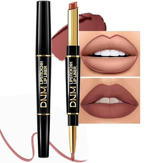 evpct 1Pcs Dark Brown Lip Liner and Lipstick Set Kit for Women Matte Lips Kit with Lip Liner Lip Stains Long Lasting Waterproof 24 Hour Lipstick and Lip Liners Combo Lipliners Pencil Set 11#