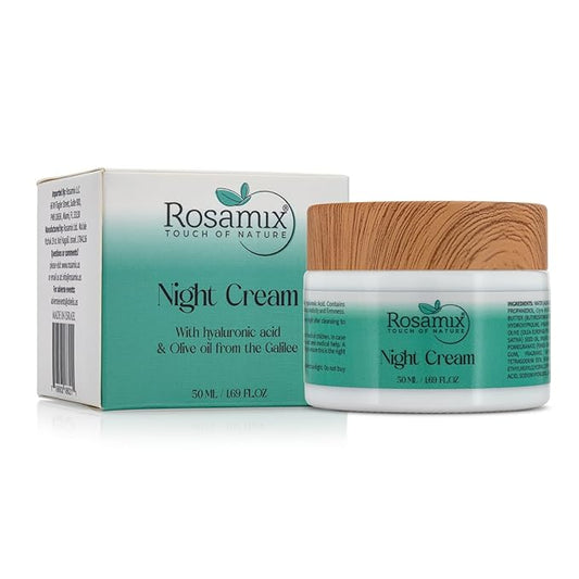 Night Cream, Ultra-Hydrating Moisturizer for Face with Hyaluronic Acid & Olive Oil, Soothes Skin, 1.69FLOZ (50 ml)