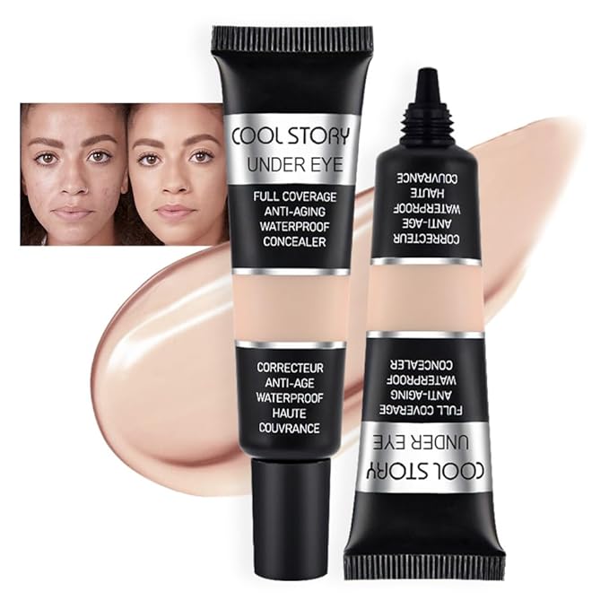 Kaely 2Pcs Under Eye Concealer for Older Women, Color Correcting Full Coverage Concealer for Dark Circles, Puffiness, Redness, Corrector de ojeras, Waterproof Anti Aging, Natural Matte Finish, Medium