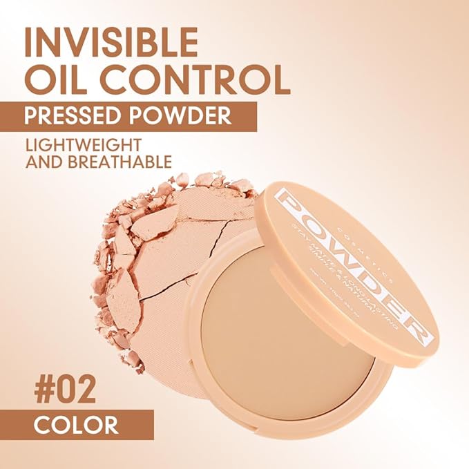 Pressed Matte Face Powder Makeup & Setting Powder for Poreless Wrinkle Blurring Contour Concealer Finishing,Lightweight,High Coverage,Shine Control, Brown-Matte