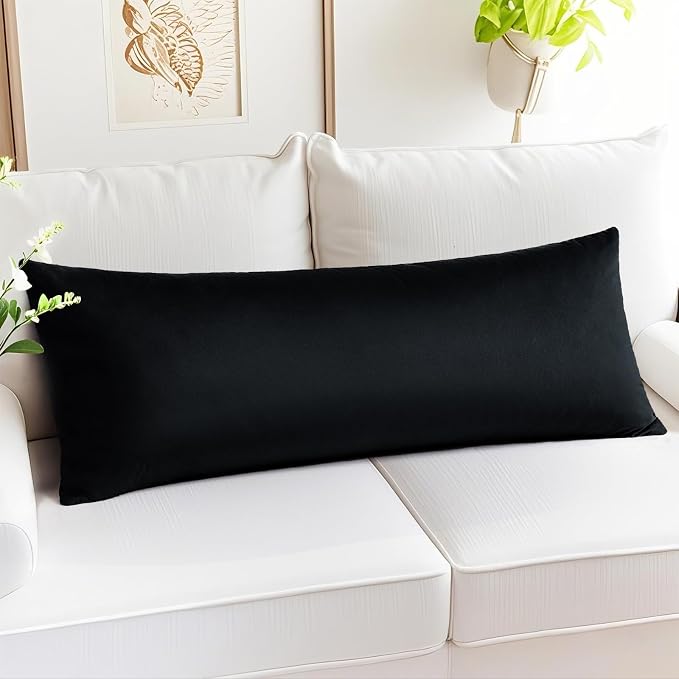 Artscope Luxury Velvet Lumbar Pillow Cover Super Soft Decorative Rectangle Throw Pillow Covers Case Cushion Covers for Sofa Couch Bedroom Car Decor 14x36 Inch Black