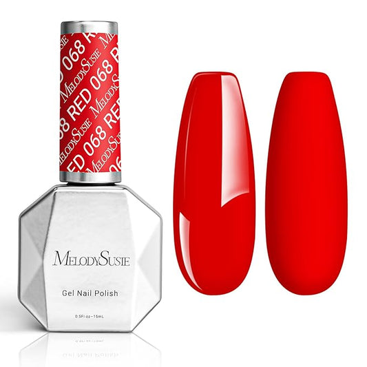 MelodySusie Thick Bright Red Gel Nail Polish,0.5fl oz Nails Soak Off UV LED Neon Red Gel Polish Christmas Gift for Women Nail Art Manicure Salon DIY Nail Design Decoration at Home-068