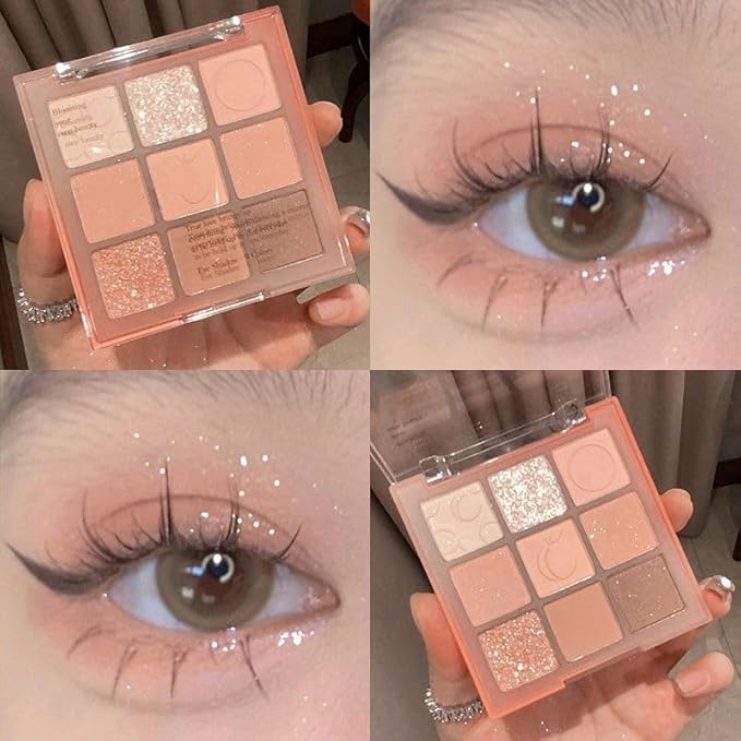 Kayswang 9 Colors Glitter Eyeshadow Makeup Palette, Eye Shadow Powder，Matte High Pigmented Colorful,Creamy Texture, Long LastingEyeshadow Powder Cosmetics,Natural Waterproof (14#)