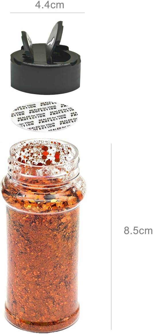 Light Orange - Craft Glitter - 2oz Glitter Shaker Bright Colorful Holographic Mix Chunky Body Glitter Bulk Wholesale 24 Colors in Shaker Cosmetic Glitter - EBLB401