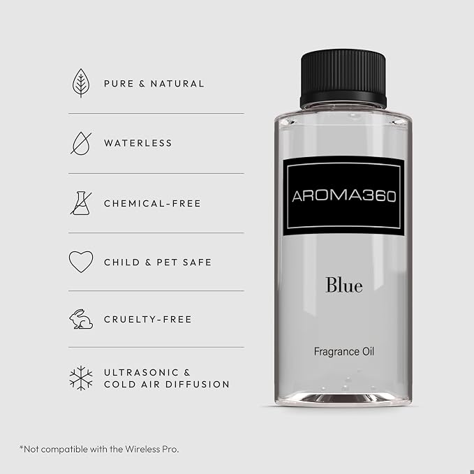 Aroma360 | Blue Diffuser Oil Blend | Luxury Essential Aromatherapy Reed Diffuser | Blue Cedar, Lavender and Eucalyptus | 6.7 fl oz 200mL