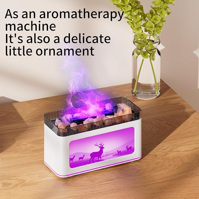 Essential Oils Diffuser, 200ml Ultrasonic Aroma Diffusers with Cool Mist, Salt Lamp Aromatherapy Diffuser with Auto-Off Protection for Home, Office, Bedroom (White - Deer)