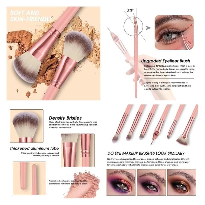 HGHDBT 70Pcs Pink Makeup Brushes Set Professional Makeup Kit Multi-functional Makeup Tool Set with Case Facial Makeup Accessories, Foundation Makeup Brush Kit Eye and Face Make up Brushes & Tools
