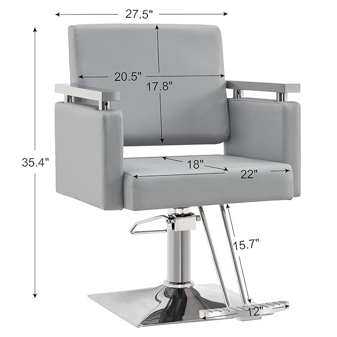BarberPub Classic Hydraulic Barber Chair Styling Salon Chair for Hair Stylist Beauty Spa Equipment 8808 (Grey)