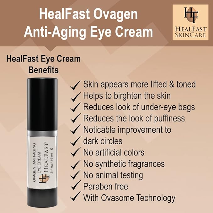 HealFast Ovagen Anti-wrinkle Eye Cream With Retinol (0.5 Oz) & Hyaluronic Acid To Brighten Dark Circles – Reduce of Puffiness – Suitable For All Skin Types