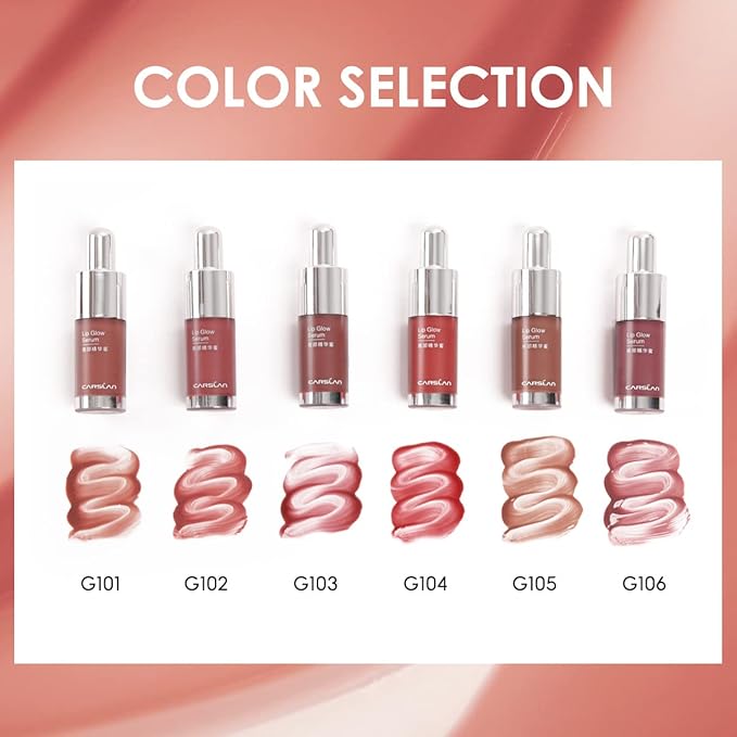 CARSLAN Hydrating Lip Gloss Serum, Moisturizing, Plunping, Shiny Lip Glow, Tinted Lip Care with Vitamin E, Crithmum Maritimum Essential oil, G107
