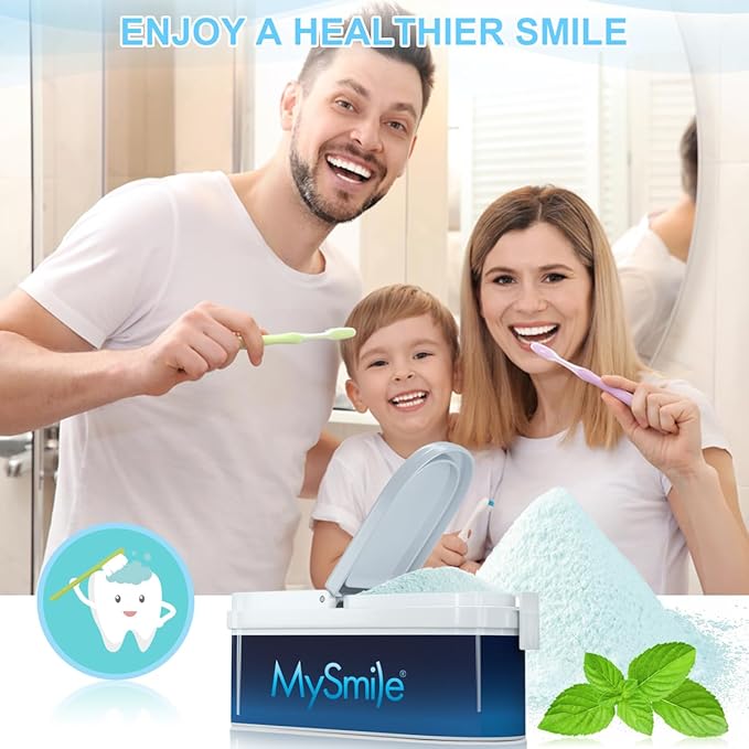 MySmile Teeth Whitening Powder for Tooth Whitening, Toothpaste Natural Powder Teeth Whitener, Enamel Safe Whitening Tooth Cleaning Powder, Tooth Stain Remover and Polisher, Fresh Mint