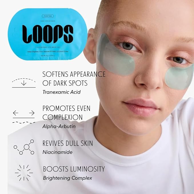 LOOPS Bright Eyes Trio Hydrating Eye Masks - Pack of 3 - Hyper Eyes, Weekly Reset, Dew Cloud - Hydrate, Rejuvinate, and Restore Dark Circles and Tired Eyes