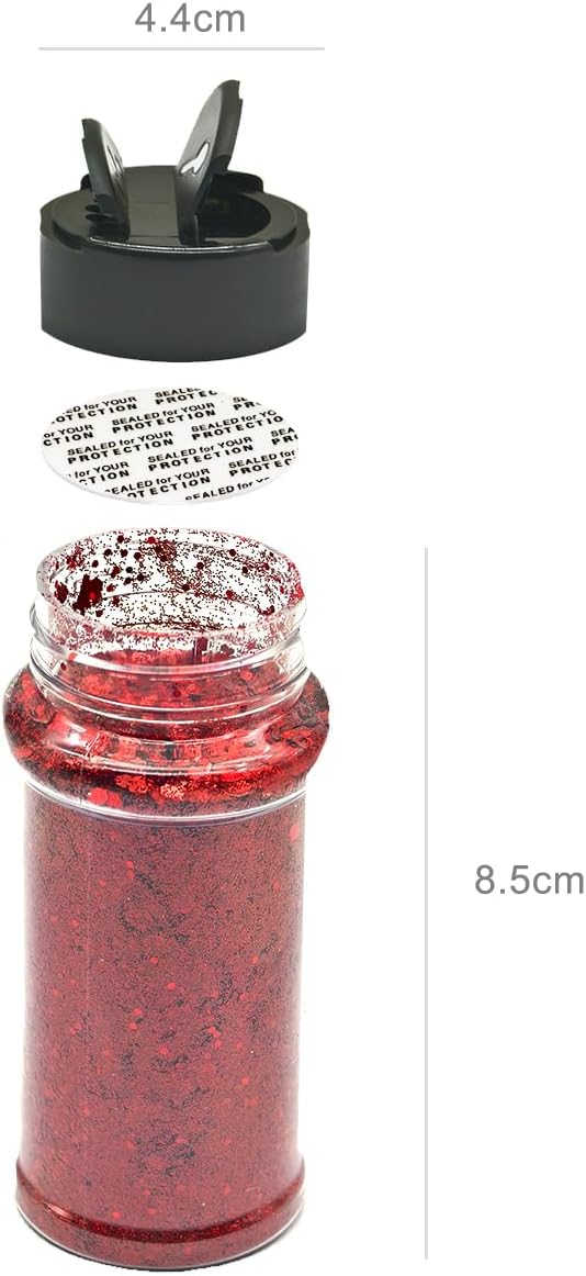 Red - Craft Glitter - 2oz Glitter Shaker Bright Colorful Holographic Mix Chunky Body Glitter Bulk Wholesale 24 Colors in Shaker Cosmetic Glitter - EBLB300