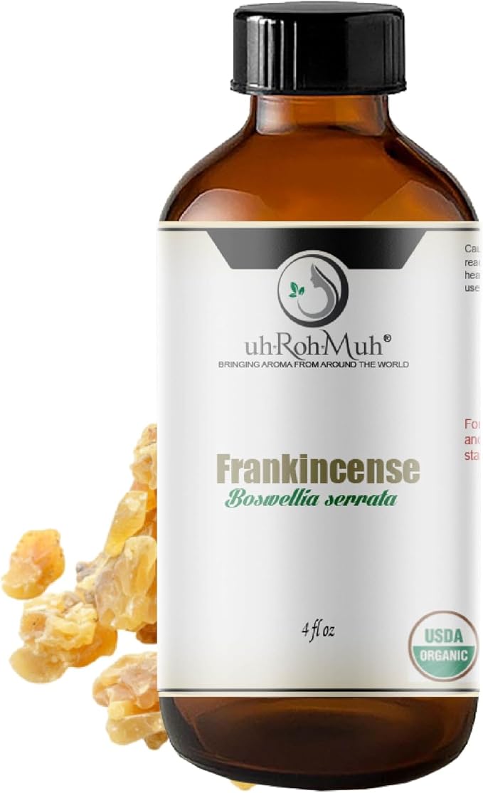 Organic Frankincense Serrata Essential Oil - Steam Distilled Boswellia Serrata Oil, Warm Woody Aroma, Base Note Essential Oil for Aromatherapy, Skincare and DIY Cosmetic Blends - 4 Fl oz