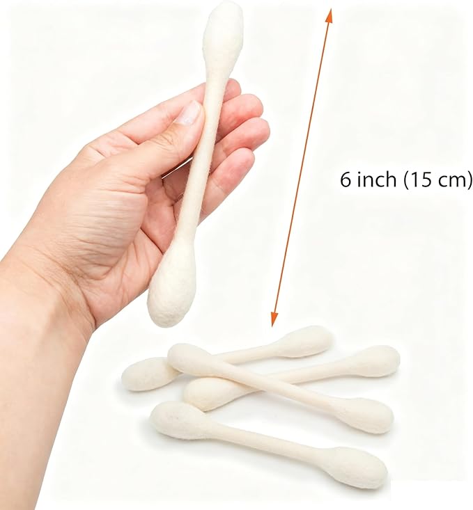 6Pcs Giant Cotton Swab Cat Toys with Organic Catnip | Durable Chew & Teething Sticks | Interactive Kitty Toys for Boredom Relief & Daily Exercise