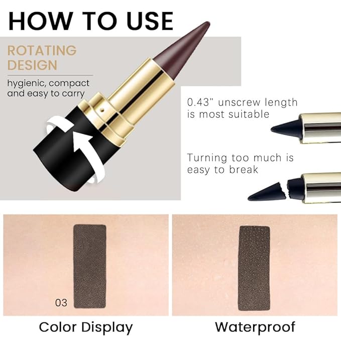 AMY'S DIARY Brown Gel Eyeliner Pencil,Waterproof Smudge Proof Eye Liner Pen,Cat Eye Goth Halloween Makeup,Eye Face Paint Lipstick Crayon,Color Colorful Eyeliner Eyeshadow Stick (brown)