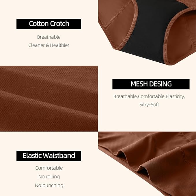 Period Underwear for Women 3 Layers Breathable Menstrual Period Panties