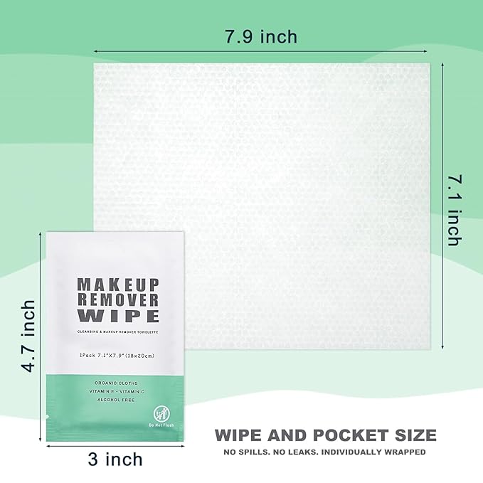 200 Individual Makeup Remover Wipes Bulk,Individually Wrapped Face Cleansing Wipes, Travel Makeup Remover Cloth for Travel Hotel Skin Care Face Cleansing