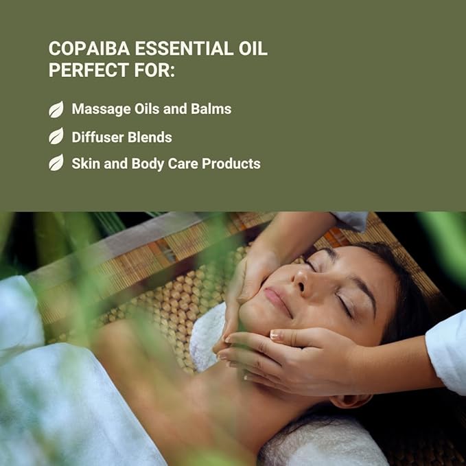 Copaiba Essential Oil - Direct from Amazon Jungle Essential Oils Brazil - Steam Distilled - Aceite de Copaiba for Aromatherapy, Massage, Diffuser, DIY Candle and Soap Making - 2lbs