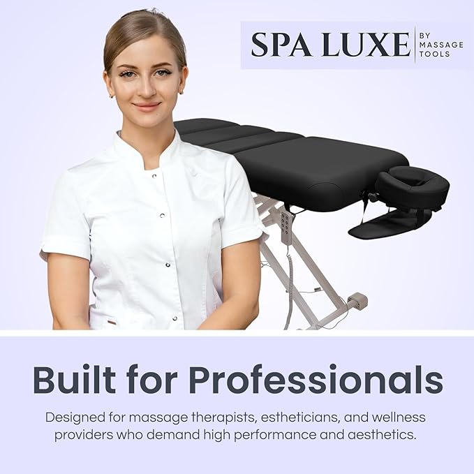 Electric Massage, Spa, and Treatment Table with Salon Top - Adjustable Height, Backrest, and Knee Section, Foot Control, ADA Compliant Treatment Table for Professionals